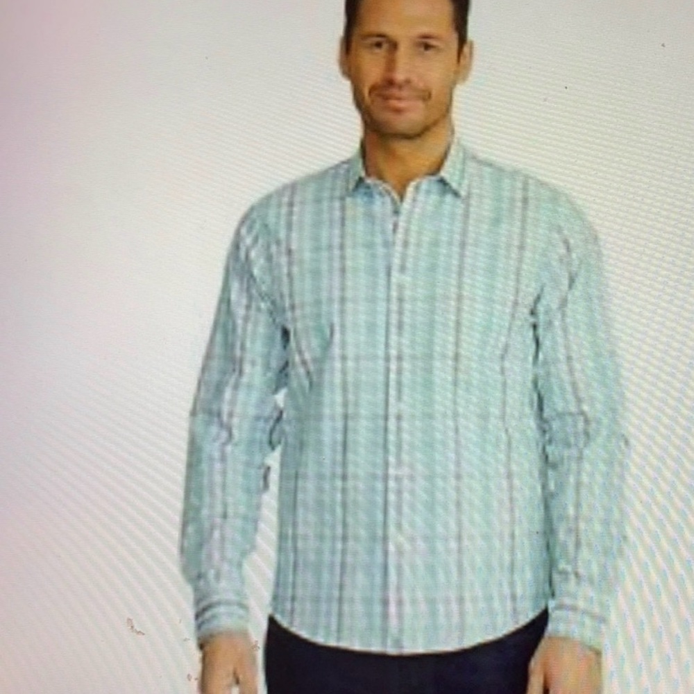 EUC - UNTUCKit Men's Green and Blue Plaid Button-Down Shirt - Size XL